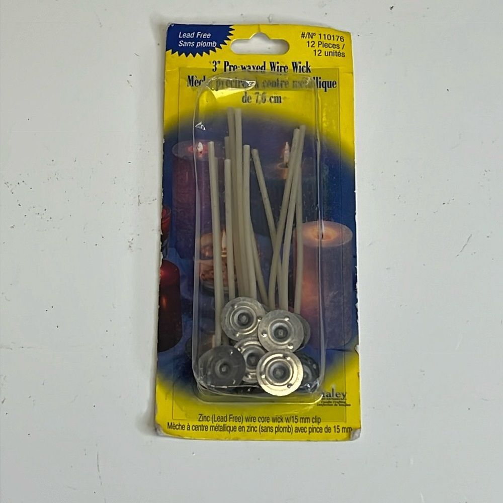 Yaley Pre - Waxed , Wire Wick W / Clips 12 Pack: 15mm